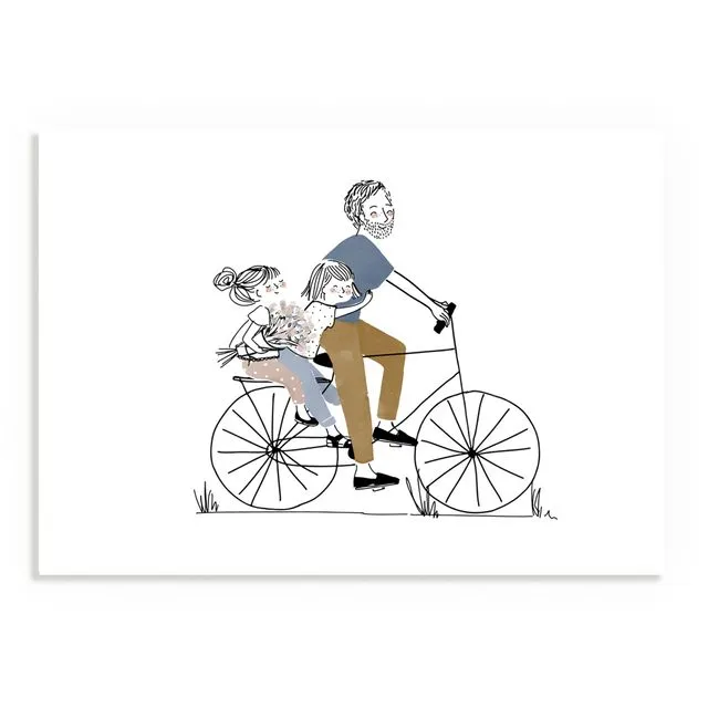 Print Bike Ride Dad with 2 Girls