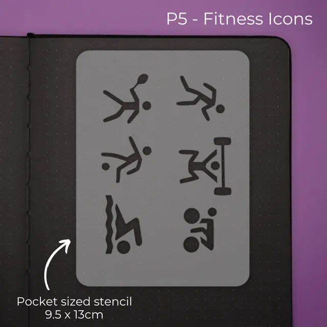 Pocket Journal stencil - Fitness Icons