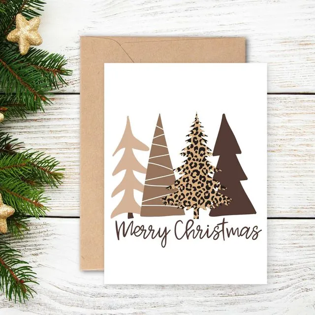 Merry Christmas Brown Greeting Card, 5" x 7"