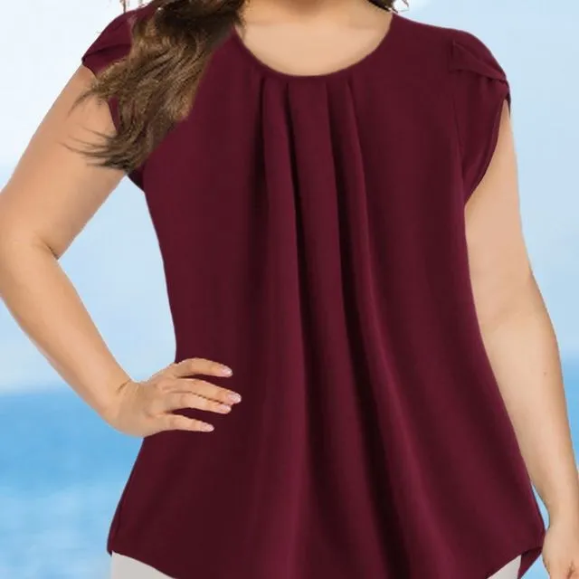 Solid Color Sleeveless Round Neck Loose Plus Size Tops