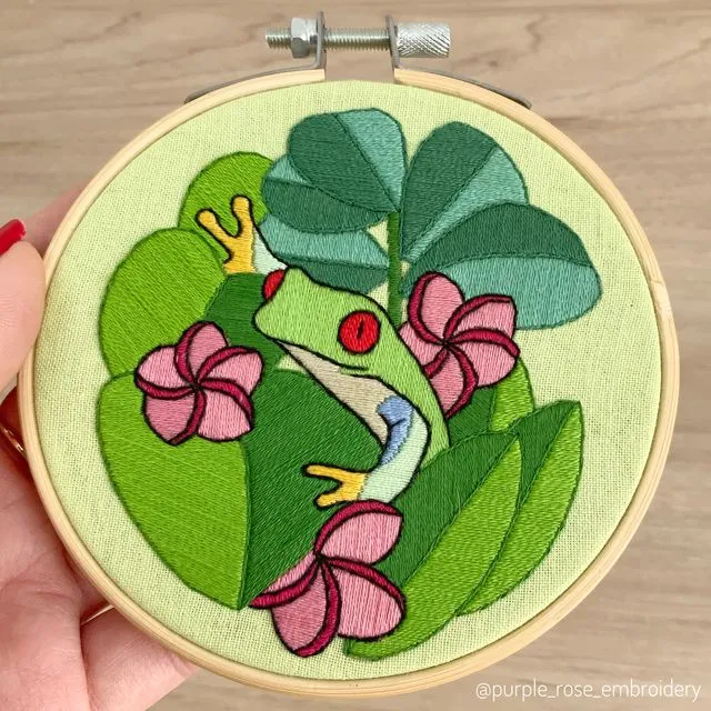 Jermaine the Red Eyed Tree Frog - Embroidery Kit