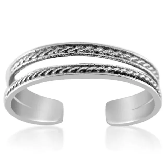 Adjustable Double Rope Sterling Silver Toe Ring