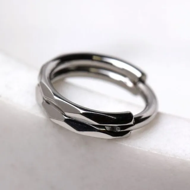 316L Stainless Steel Multi Faceted Prism Cut Seamless Clicker Ring