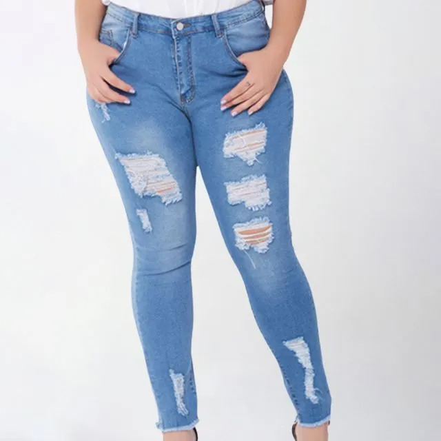Washed Color Ripped Casual Jeans