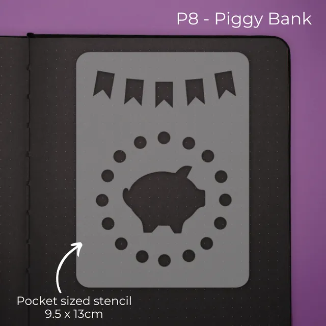 Pocket Journal stencil - Piggy Bank