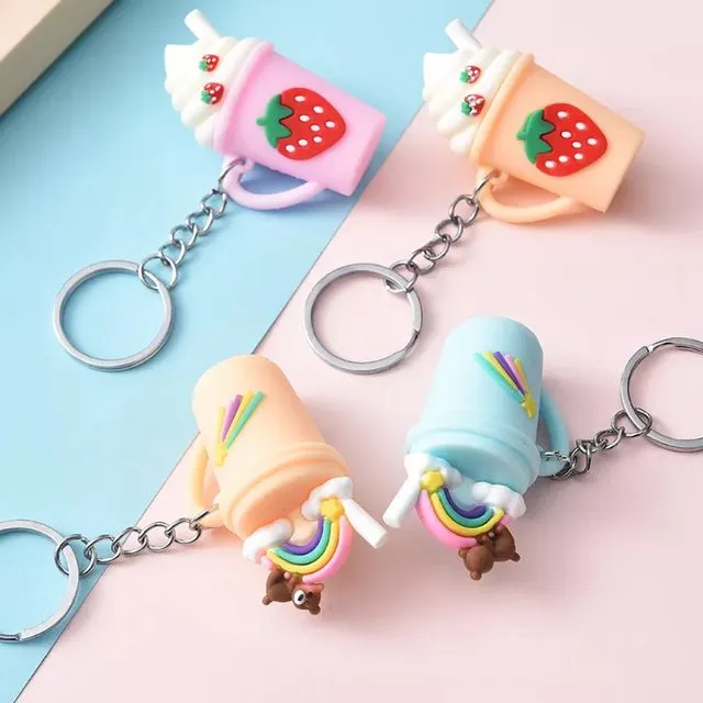 Wholesale Icecream-cup Shaped Keychains - Assorted