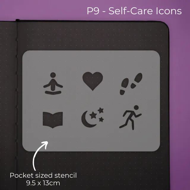 Pocket Journal stencil - Self care icons