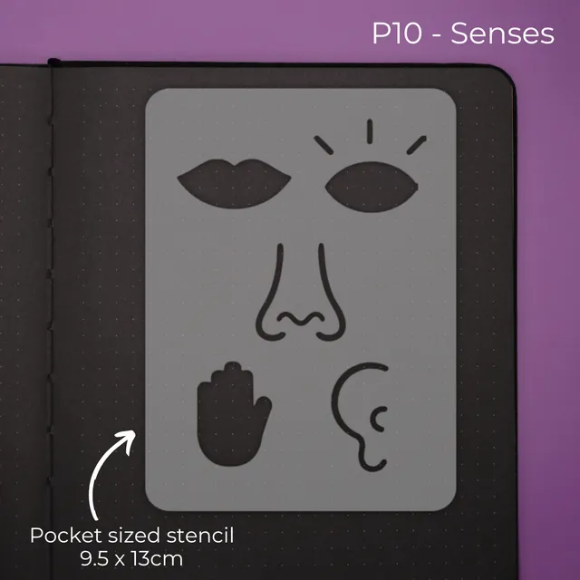 Pocket Journal stencil - Senses / Mindfulness