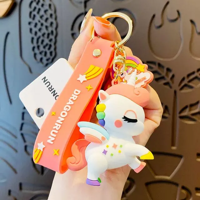 Wholesale Unicorn Shaped 3D Keychains - Assorted