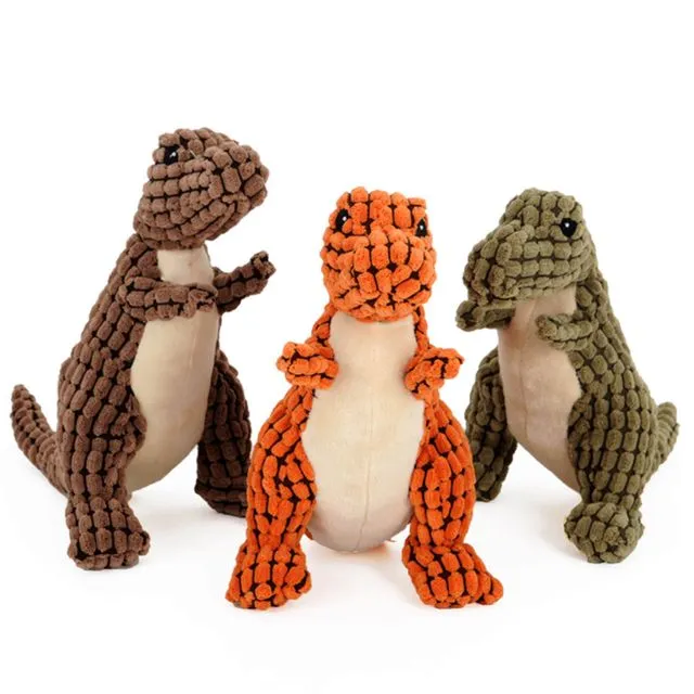 Wholesale Dinosaur Squeaky Dog Chew Toys - Assorted