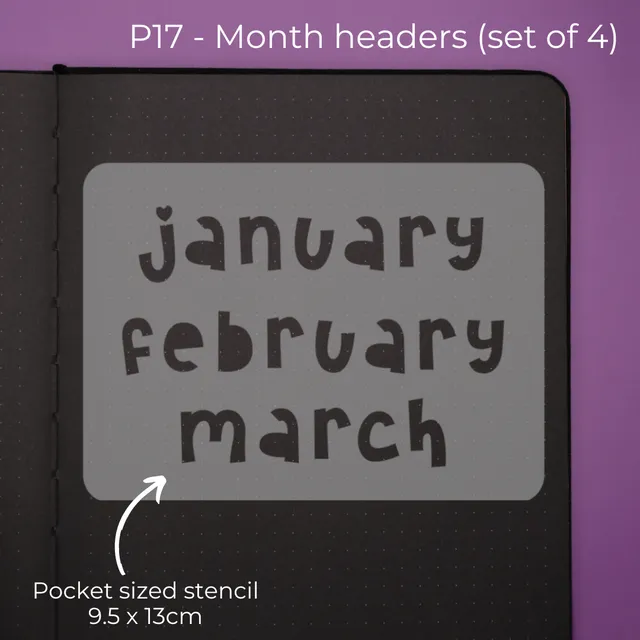 Pocket Journal stencil - Monthly headers - set of 4
