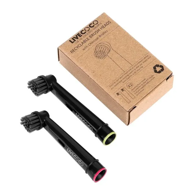 LiveCoco Recyclable Electric Toothbrush Heads - Charcoal Bristles