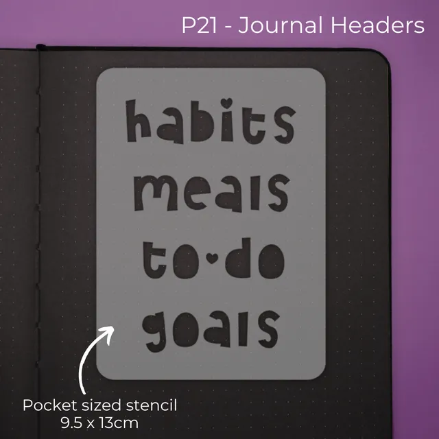Pocket Journal stencil - Journal headers - Cheri font