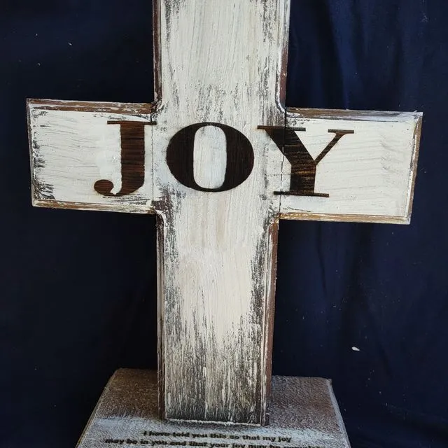 Wood Cross Joy