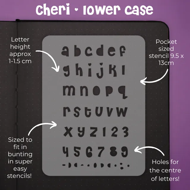 Pocket Font stencil - Cheri Lower Case