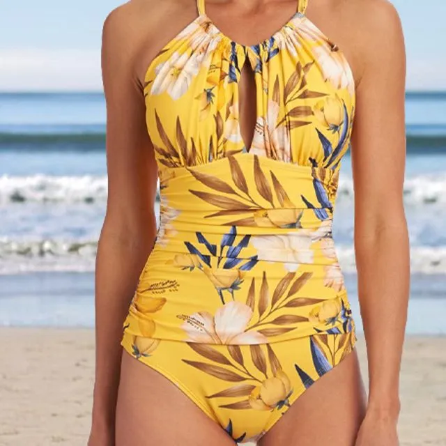 Printed Backless Vacation One-Piece Swimsuit