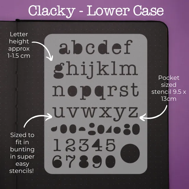 Pocket Font Stencil - Clacky Lower Case