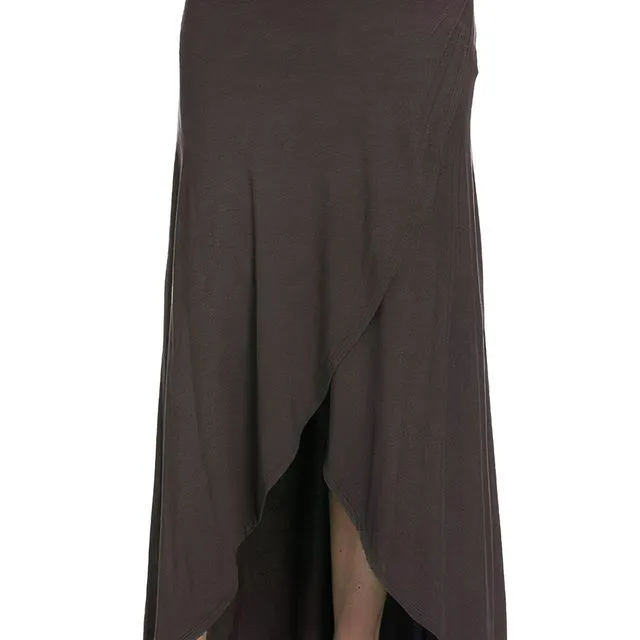 Brown Azules Women's High Low Side Slit Hem [Made in USA] Maxi Skirt - Prepack 2(s)-2(m)-2(l)-2(xl)