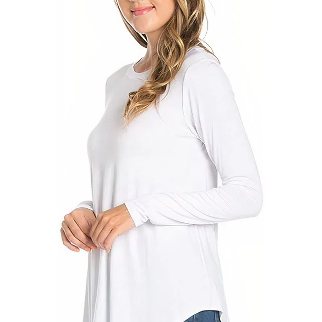 White Crew Neck Long Sleeve Top [Made in USA] - Prepack 2(s)-2(m)-2(l)-2(xl),2(1x)-2(2x)-2(3x)