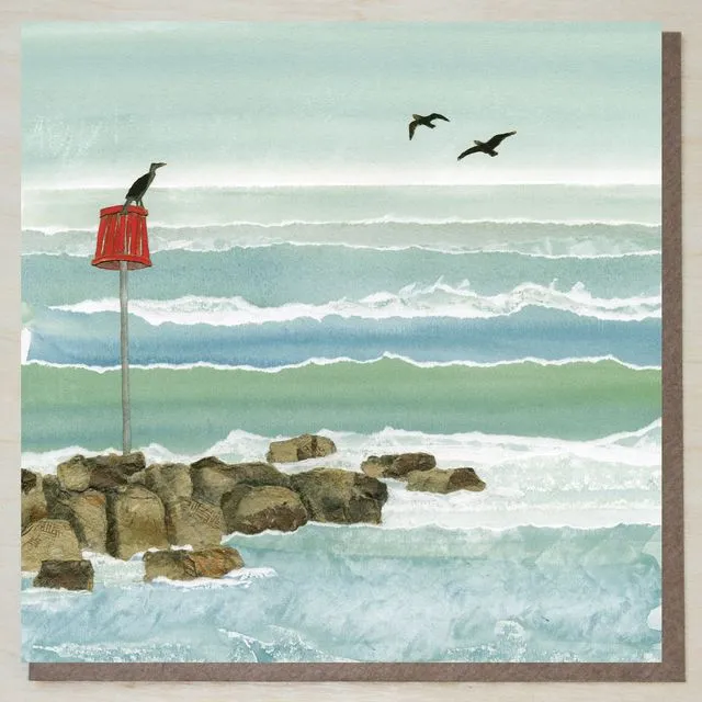 Cormorants - Coastal/Seaside Card (back again) (bundle of 6)