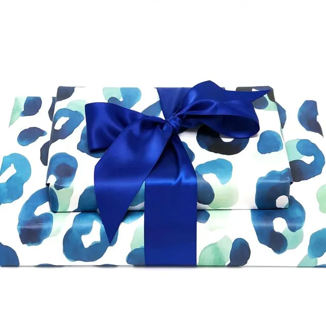 Blue and Leopard Gift Wrap