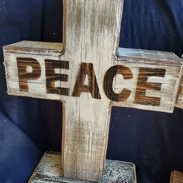 Wood Cross Peace