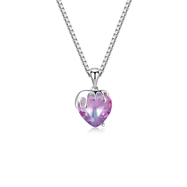 Sterling Silver Dissolving Gradient Heart Necklace