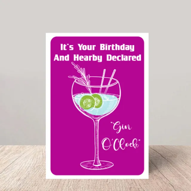 Gin OClock Birthday Card