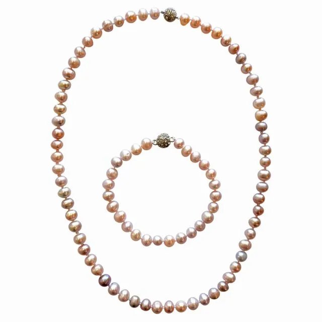 Spark Pearl Necklace, Blush