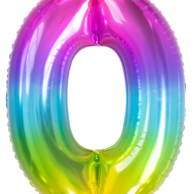 Foil Balloon Yummy Gummy Rainbow Number 0 - 81 cm