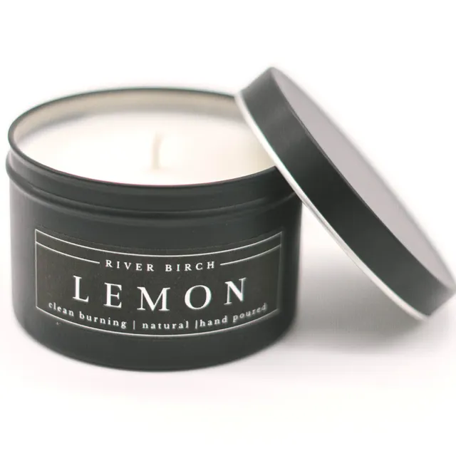 8oz Lemon - Black Tin Soy Candle