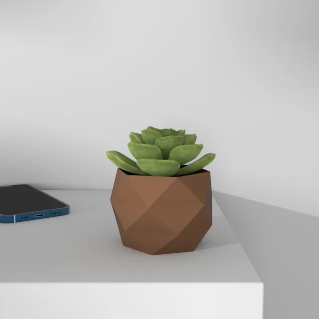 Low Poly Planter (light brown)