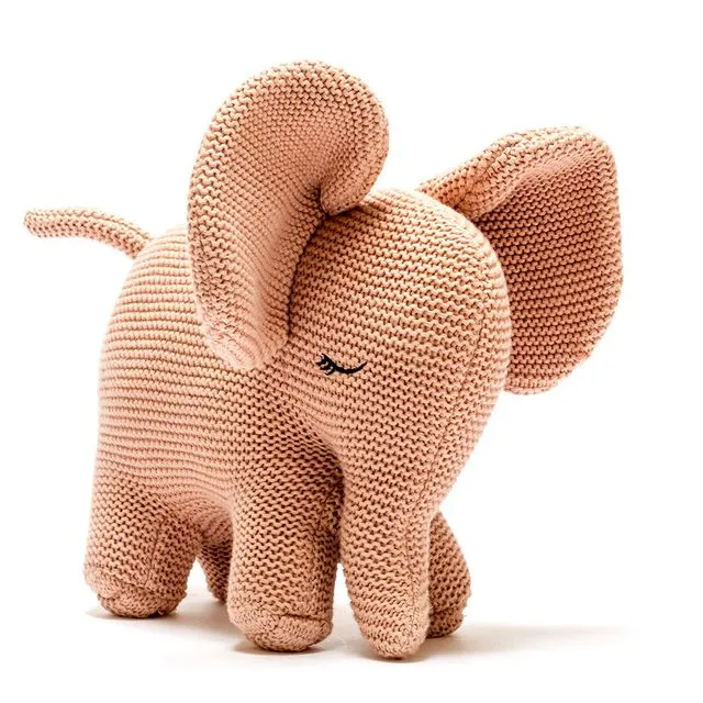 Charlotte Organic Cotton Pink Elephant Baby Toy