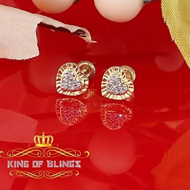 0.10ct Men's Elegant Square Yellow Gold finish Heart Shape Sterling Silver Screw Back Earrings. SKU #12717Y-A17KOB