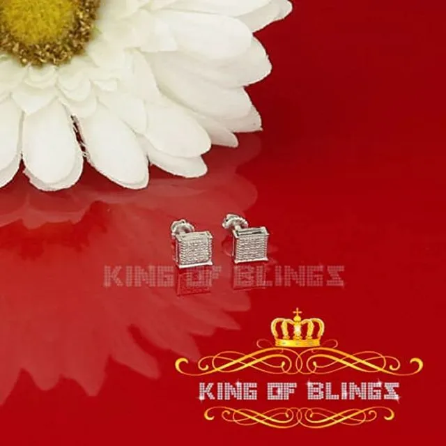 0.10CT Diamond Square Stud Earrings for Women in White 925 Sterling Silver Men. SKU# 11551W-A16KOB