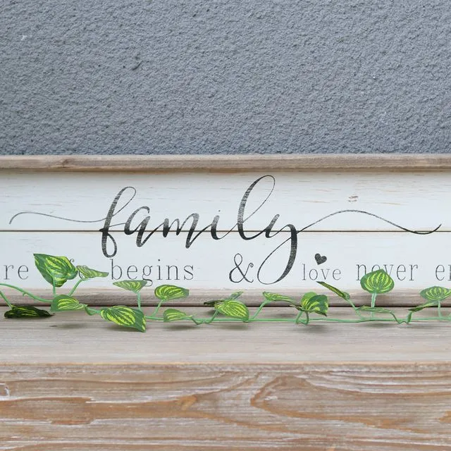 Wood Framed Wall Sign Decor with Quotes-Family