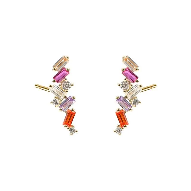 Irregular Colored Zircon Stud Earrings