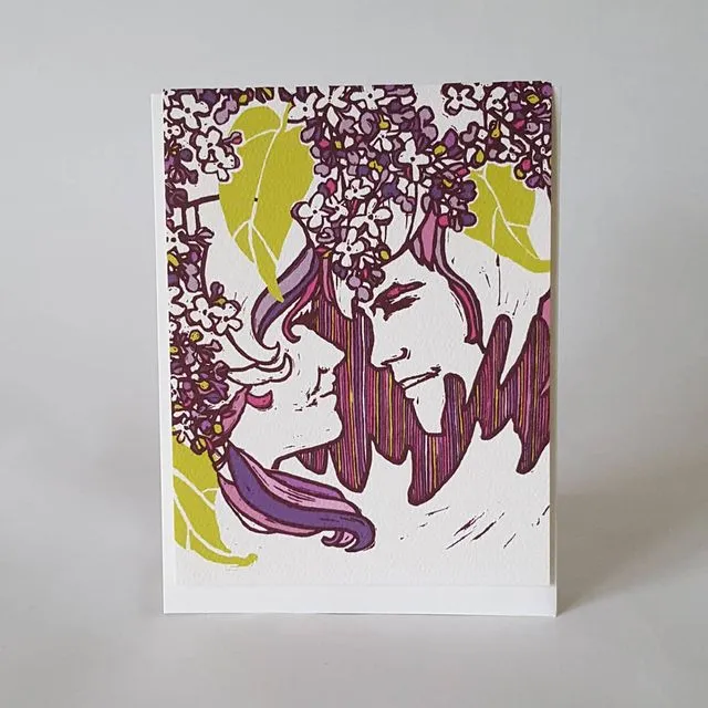 Lilac Love Retro Greeting Card