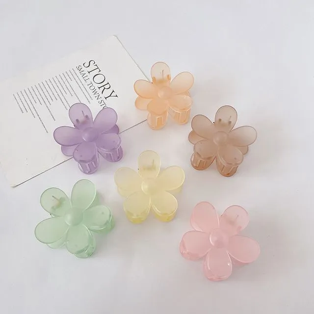 Jelly Color Flower Hair Claw Clip