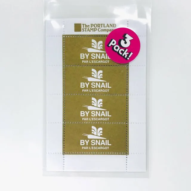 By Snail - 3-pack metallics (gold | silver | bronze) lick & stick stamps