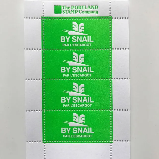 By Snail - Escarglo - Lime Green - lick & stick stamps