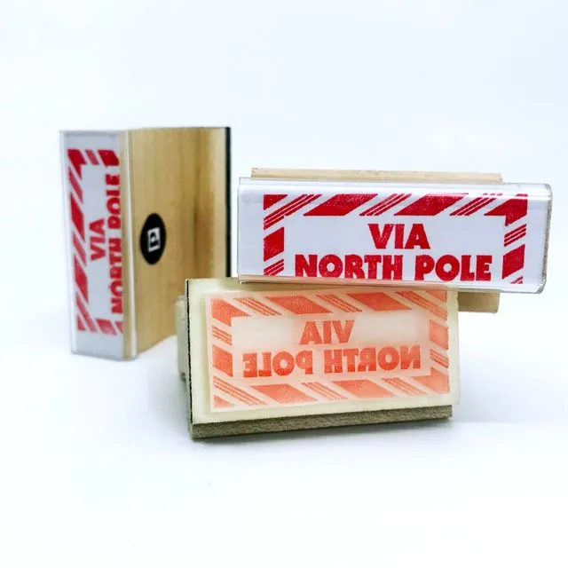 Via North Pole - Wooden Handle Rubber Stamp