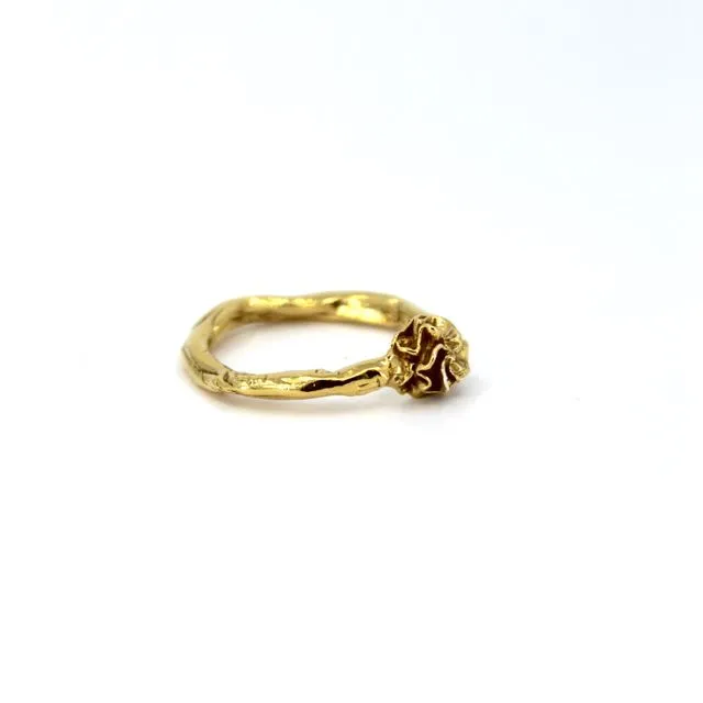 Iced Gem Ring. Gold Vermeil. One Size (UK Size P/Q) (US Size 8 / 8 1/2)