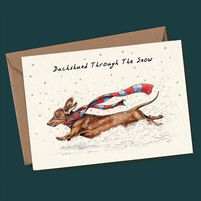 Dachshund Through The Snow Card - Holiday Card