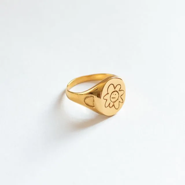 Indifferent Signet. Gold Vermeil. Small (UK Size J) (US Size 5 1/4)