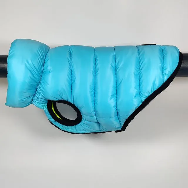 Blue Puffer reversible dog jacket