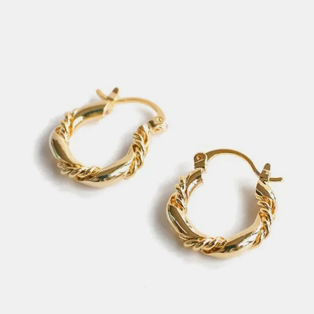 How Lovely Twisted Gold-Plated Hoop Earrings