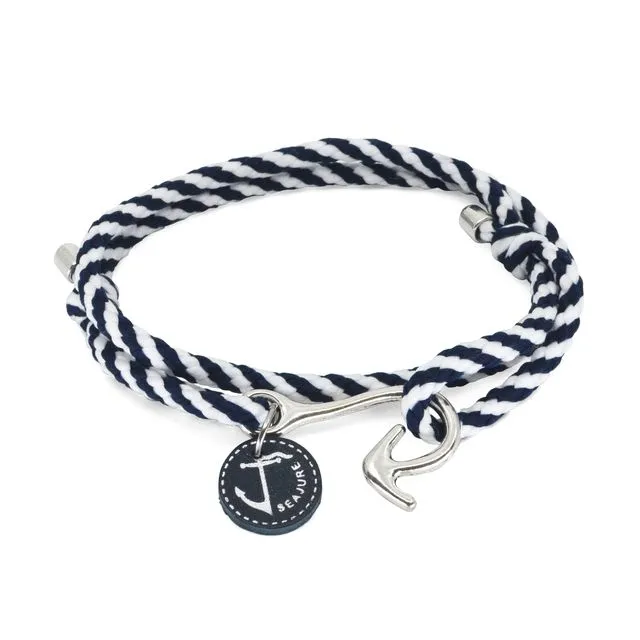 Seajure Nautical Braided Rope Ampat Bracelet Navy Blue and White