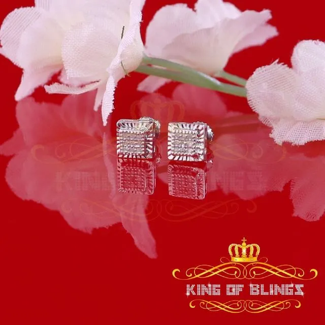 0.05CT Diamond Square Stud Earrings for Women in White 925 Sterling Silver Men SKU #11552W-A13KOB