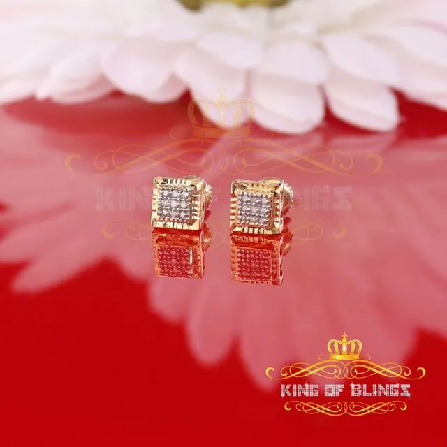 0.05CT Diamond Square Stud Earrings for Women in Yellow 925 Sterling Silver Men SKU #11552Y-A13KOB
